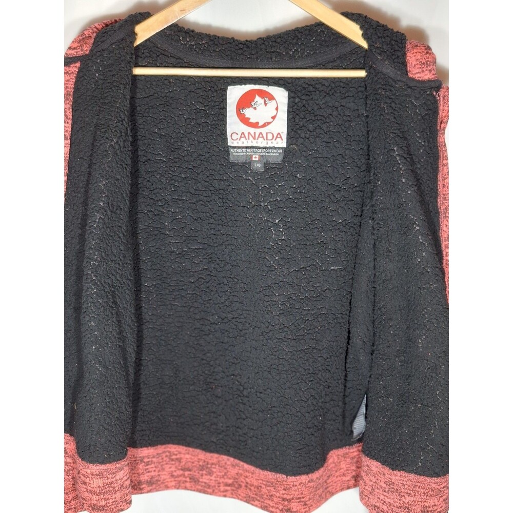 Canada Weather Gear Women's L Sherpa Lined Hooded Knit Jacket Pink Black Outdoor - Picture 8 of 11
